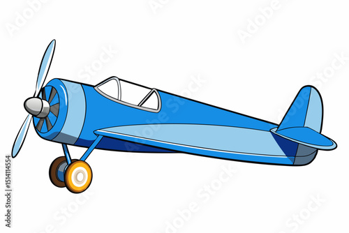 Blue airplane cartoon illustration simple design