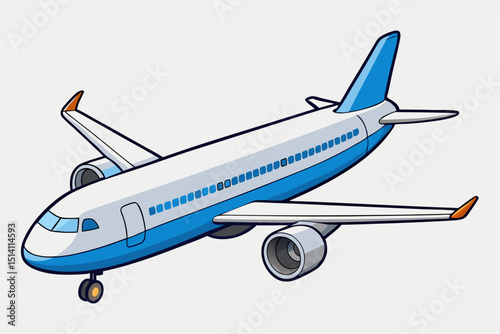 Cartoon airplane flying high in the sky travel journey