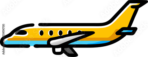 Yellow airplane cartoon icon air travel flight journey