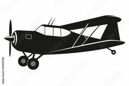 Vintage biplane silhouette classic aircraft flight travel