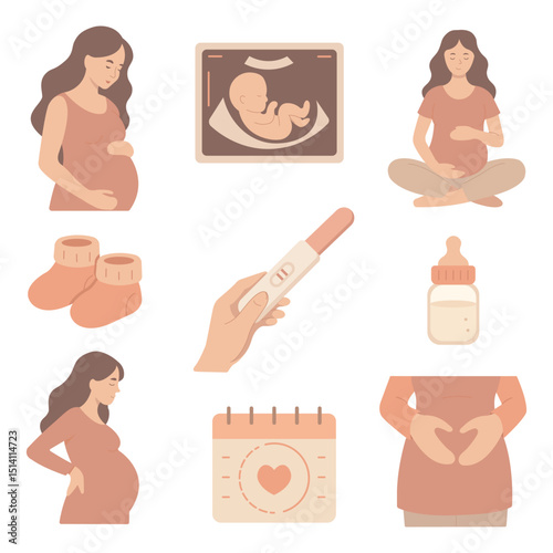 A collection of illustrations related to pregnancy.