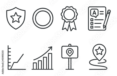 Education and language linear icons set – outline, learning and communication symbols