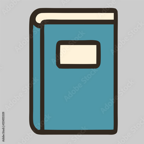 Book icon vector with minimalist blue notebook cover, great for journaling, note-taking, diaries, personal study materials, office or school resources.