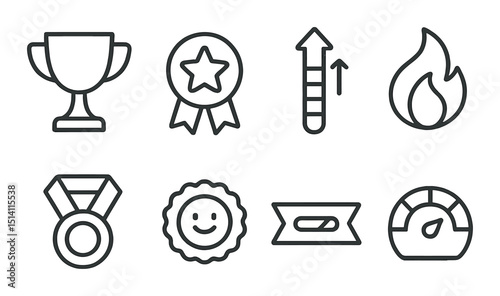 Motivation linear icon set. achievement and goal-focused symbols for inspiration
