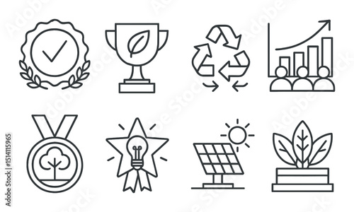 Environmental silhouette icons set – nature, eco-friendly and sustainability symbols