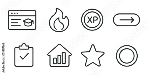 Education and skills outline icons set – linear, learning and training symbols