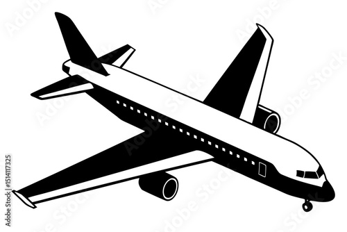 Airplane icon black and white air travel flight journey