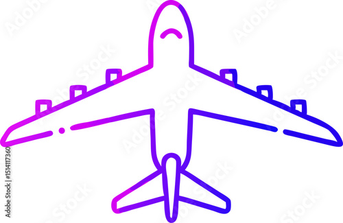Airplane icon gradient purple blue simple design travel flight journey