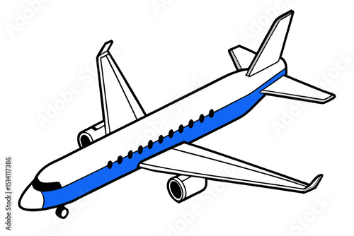 Airplane illustration simple design blue stripe travel journey flight airliner