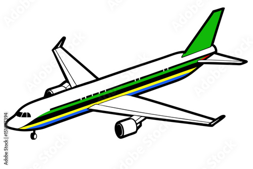 Airplane illustration colorful stripes travel journey flight airliner