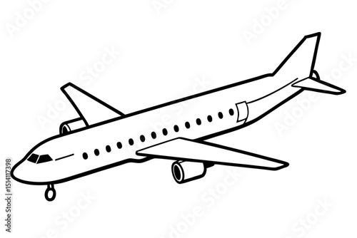Airplane illustration simple line art drawing travel flight journey