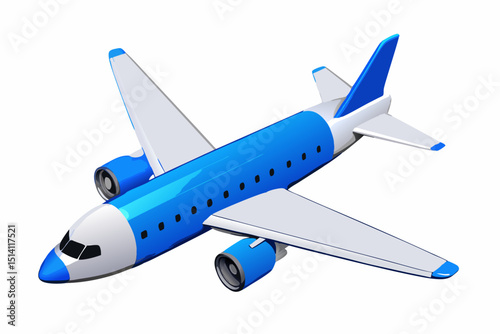 Blue and white airplane in flight travel journey airliner