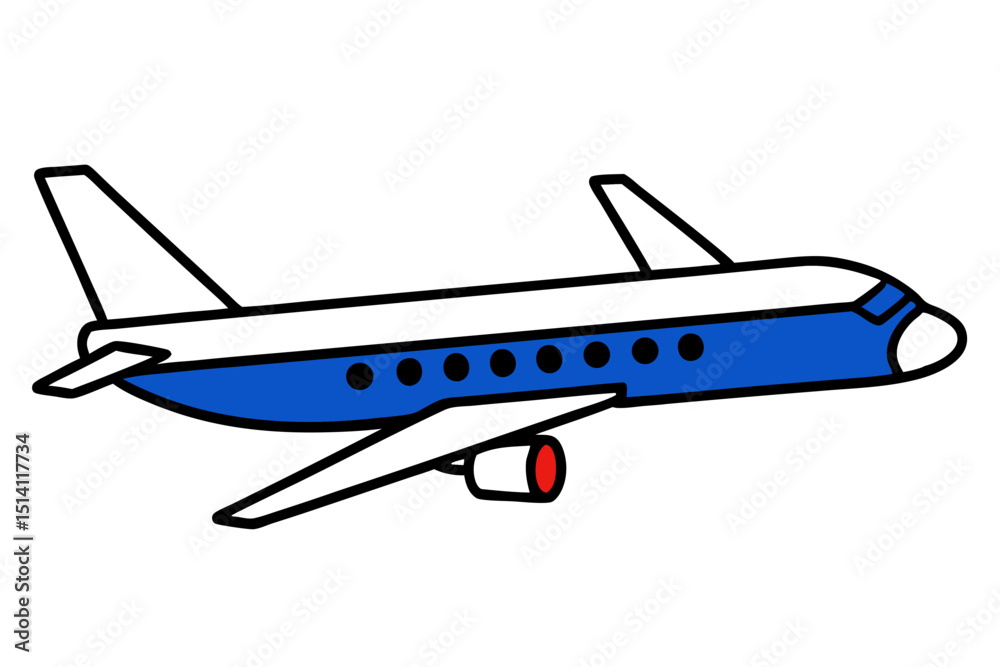 Simple cartoon airplane blue white travel flight journey Simple cartoon airplane blue white travel flight journey