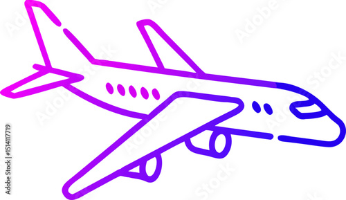 Airplane icon gradient purple blue simple design travel flight journey