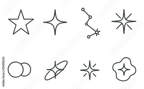 Astronomy and star outline icons set – celestial, night sky and constellation designs