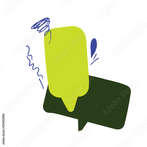 Line frame speech bubble with comic style text balloon. Includes talk dialog bubble, doodle thinking cloud, and line balloon frame design. Vector illustration for conversation UI design.	