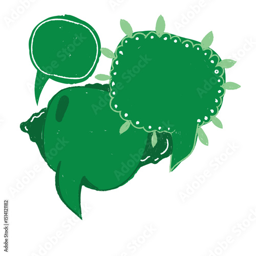 Line frame speech bubble with comic style text balloon. Includes talk dialog bubble, doodle thinking cloud, and line balloon frame design. Vector illustration for conversation UI design.	