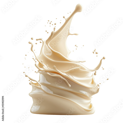 Creamy liquid splash motion cream swirl dessert dairy food milkshake drink isolated on transparent  background png