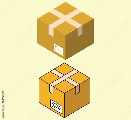 Cardboard Box Package Delivery Shipping Logistics Vector Icon Set