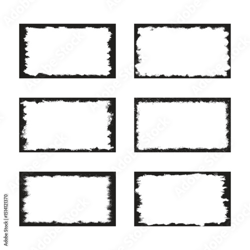 Vector Set Of Square Frame In Grunge Style photo