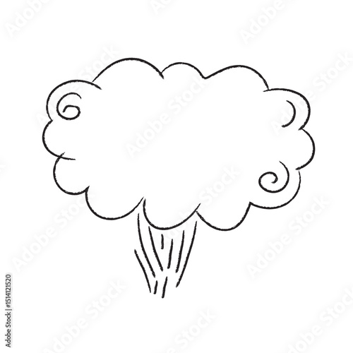 Line frame speech bubble with comic style text balloon. Includes talk dialog bubble, doodle thinking cloud, and line balloon frame design. Vector illustration for conversation UI design.	