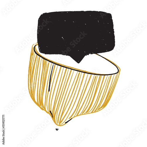 Line frame speech bubble with comic style text balloon. Includes talk dialog bubble, doodle thinking cloud, and line balloon frame design. Vector illustration for conversation UI design.	