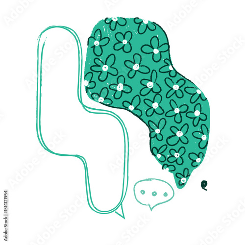 Line frame speech bubble with comic style text balloon. Includes talk dialog bubble, doodle thinking cloud, and line balloon frame design. Vector illustration for conversation UI design.	