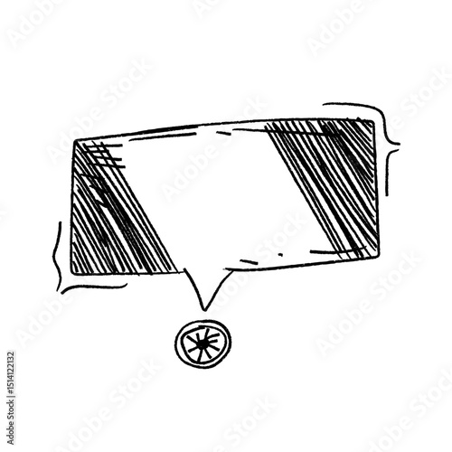 Line frame speech bubble with comic style text balloon. Includes talk dialog bubble, doodle thinking cloud, and line balloon frame design. Vector illustration for conversation UI design.	