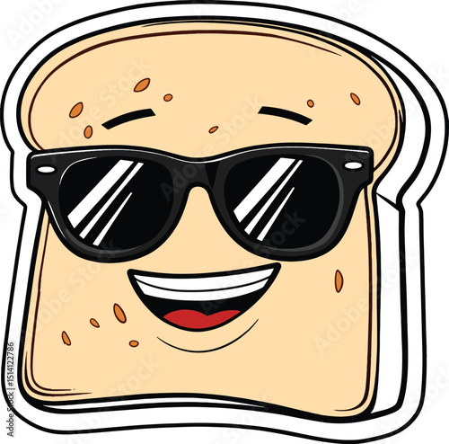 A dancing slice of bread wearing sunglasses