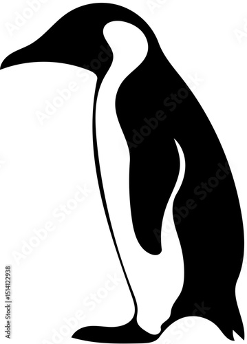 Black and white cartoon drawing of a penguin