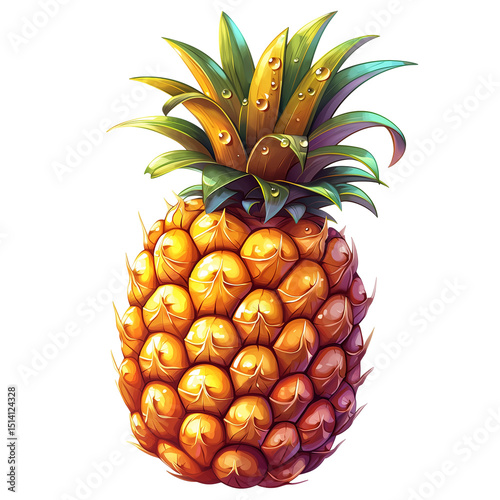 Fresh pineapple fruit tropical fruit summer fruit healthy food illustration isolated on transparent  background png