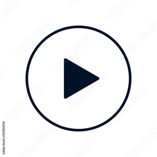Minimalist Line Representation of a Play Button Encircled to Indicate Activation of Audio or Video Streaming Content