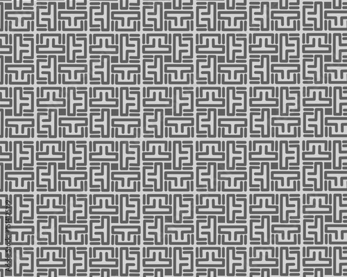 Seamless abstract grey maze pattern with geometric lines and labyrinth design