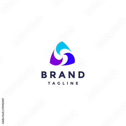 Three Waves Rotating In Triangle Logo Design. Simple Triangle Waves Rotating Logo Design.