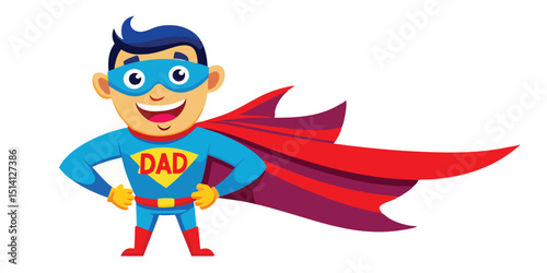 Super Dad Mask with Red Cape Illustration Art & Illustration