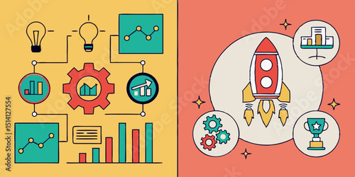 Creative business strategy and growth ideas illustrated for a startup during a workshop in a modern workspace