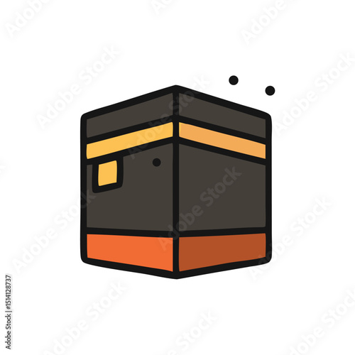 mecca pilgrimage or Kaaba Icon – Flat Vector Illustration of Holy Site in Mecca