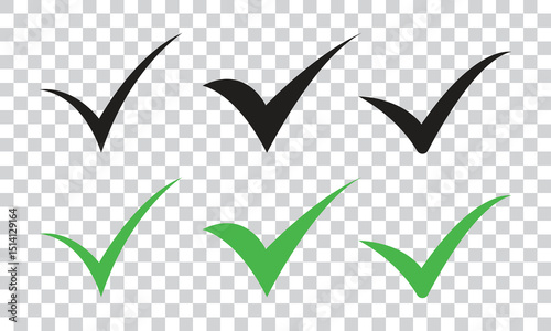 Vector Check Mark On Transparent Background Icon Set