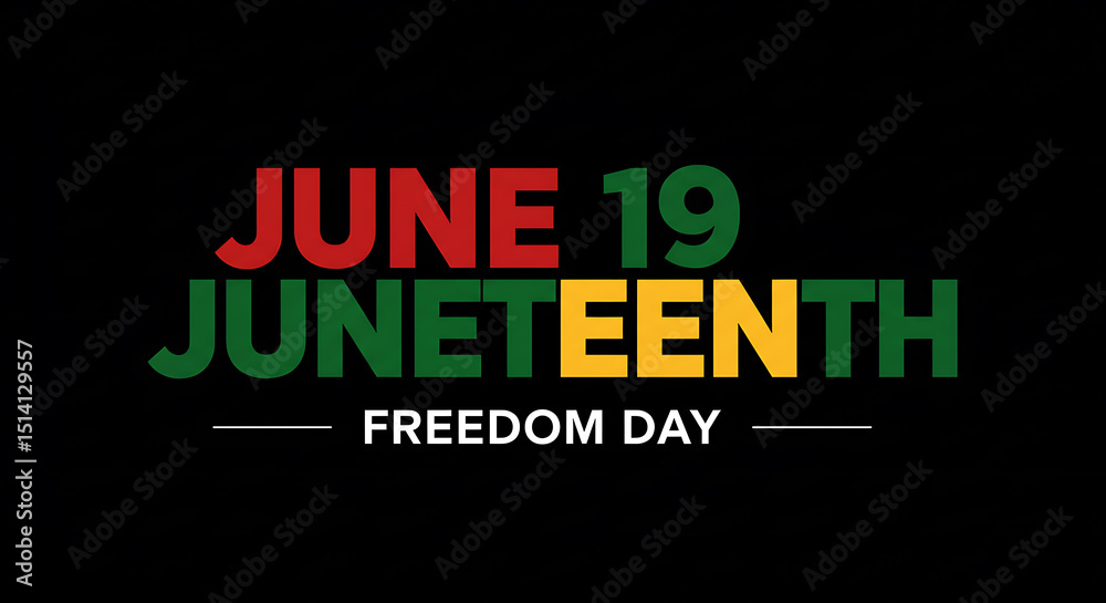 Fototapeta premium Juneteenth Freedom Day Holiday Text Graphic Design