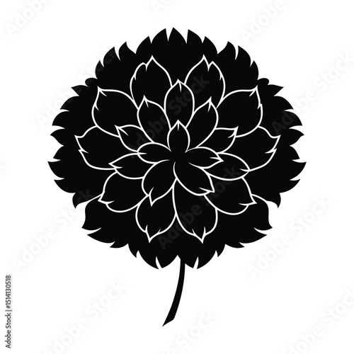 marigold flower icon with multiple ruffled petals. silhouette vector illustration on white background