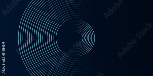 Blue abstract background with glowing circles. Swirl circular lines pattern. Geometric spiral. Twirl element. Modern graphic design. Futuristic technology concept. Vector Eps10