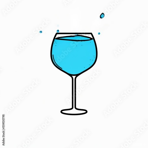 cartoon illustration of an empty glass filled gradually with water isolated on white background