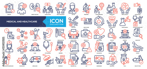 Medical and Healthcare Line Color Icon Collection