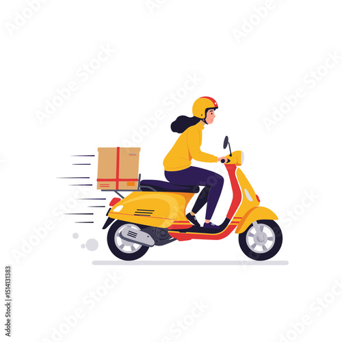 Girl on motorcycle, delivery