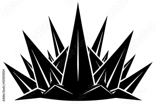 Abstract black crown sharp crystal points design