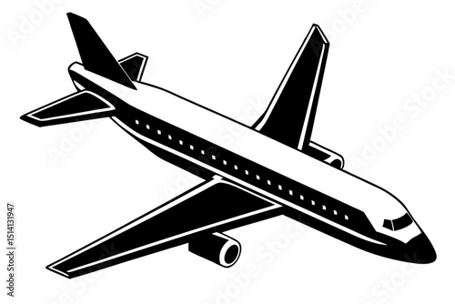 Airplane icon black and white air travel flight journey transportation