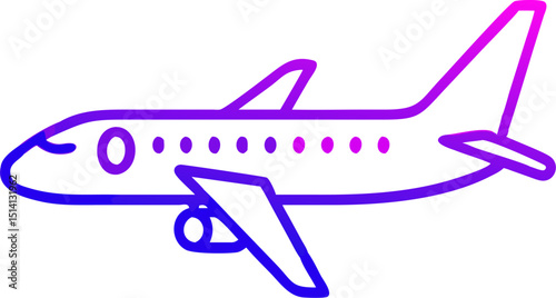 Airplane icon gradient purple blue travel flight journey