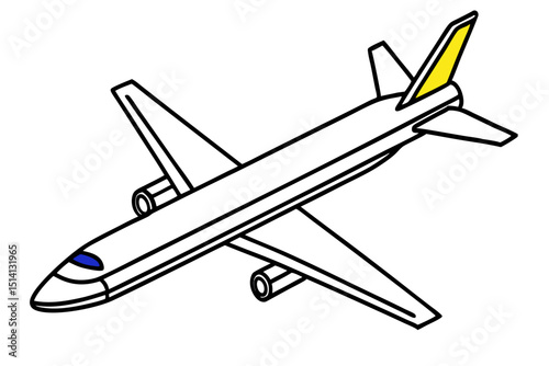 Airplane illustration simple line drawing travel flight journey airliner