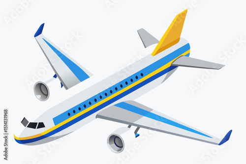 Airplane in flight isometric view travel transportation