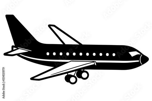 Airplane icon black and white simple design travel flight journey